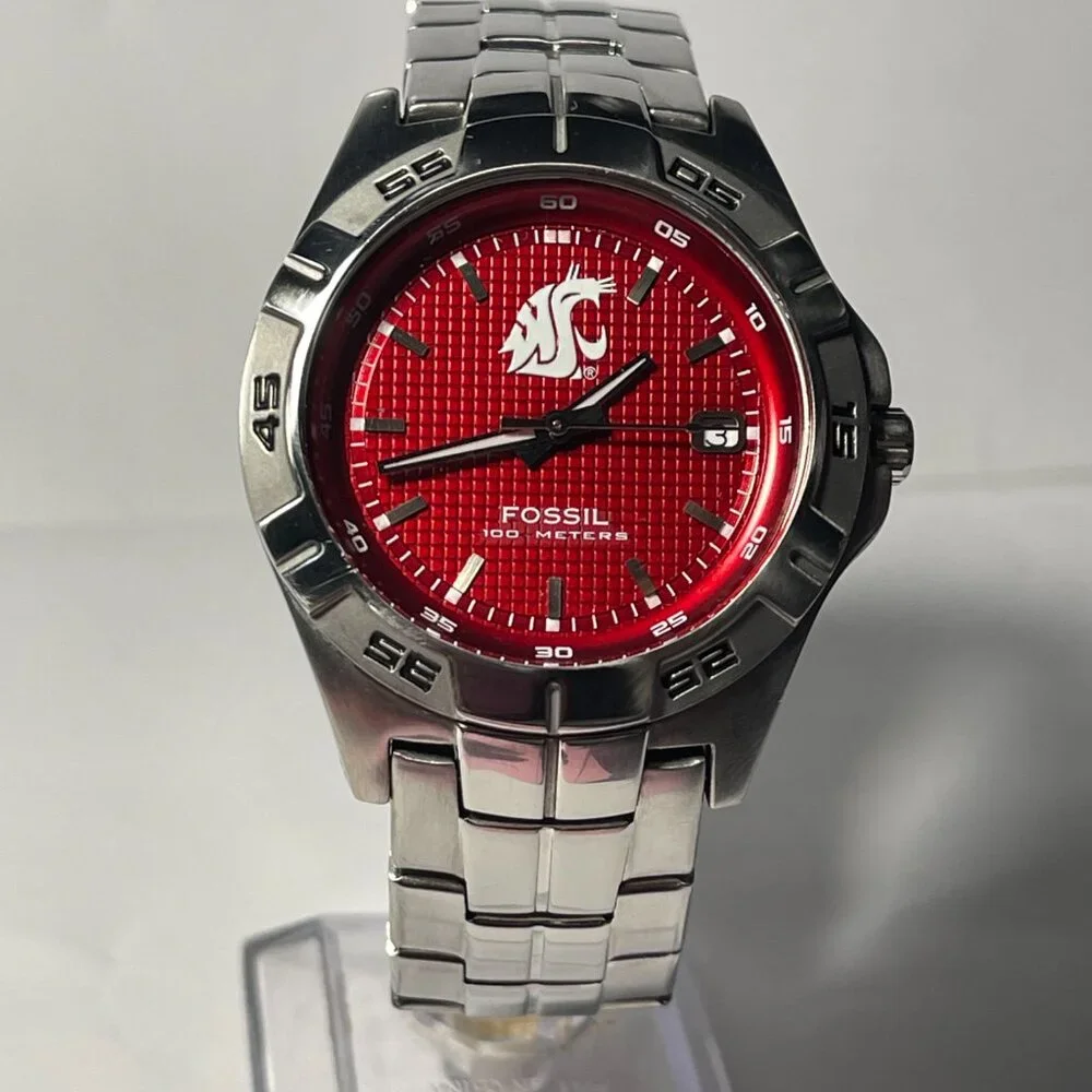Washington State Cougars NCAA Stainless-Steel Watch by Fossil NEW (RARE)